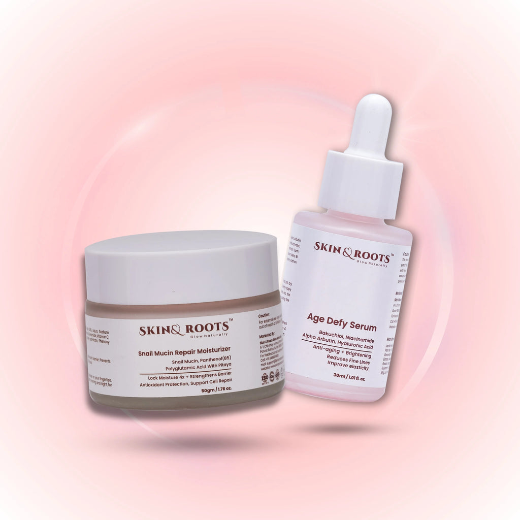 Skin Renewal Duo : Age Defy Serum + Snail Mucin Moisturizer | Anti-Aging & Hydrating