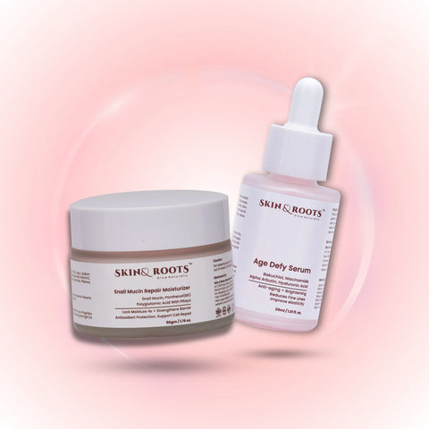 Skin Renewal Duo : Age Defy Serum + Snail Mucin Moisturizer | Anti-Aging & Hydrating