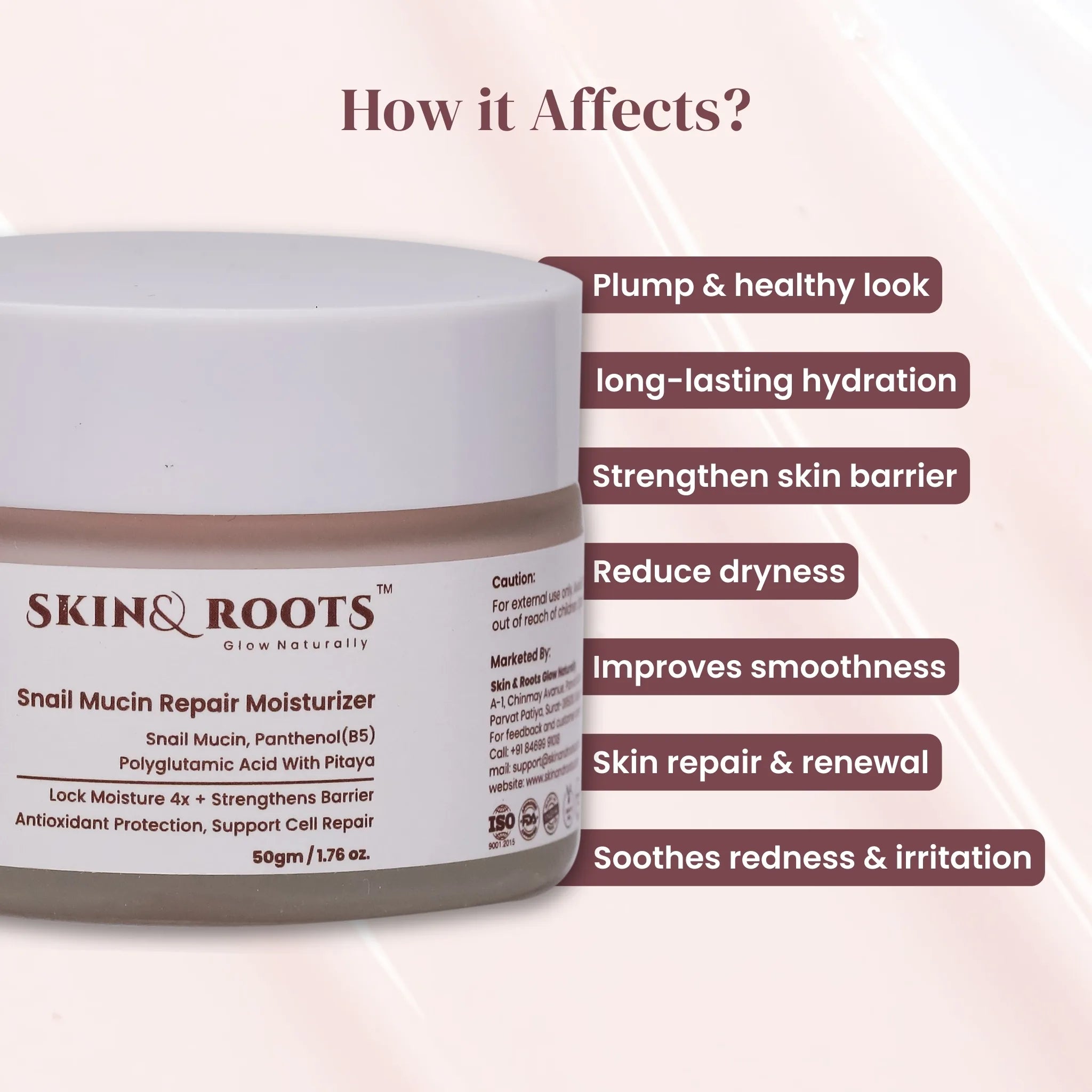 Snail Mucin Repair Moisturizer | Snail Mucin & Polyglutamic Acid | Lock Moisture 4x & Cell Repair