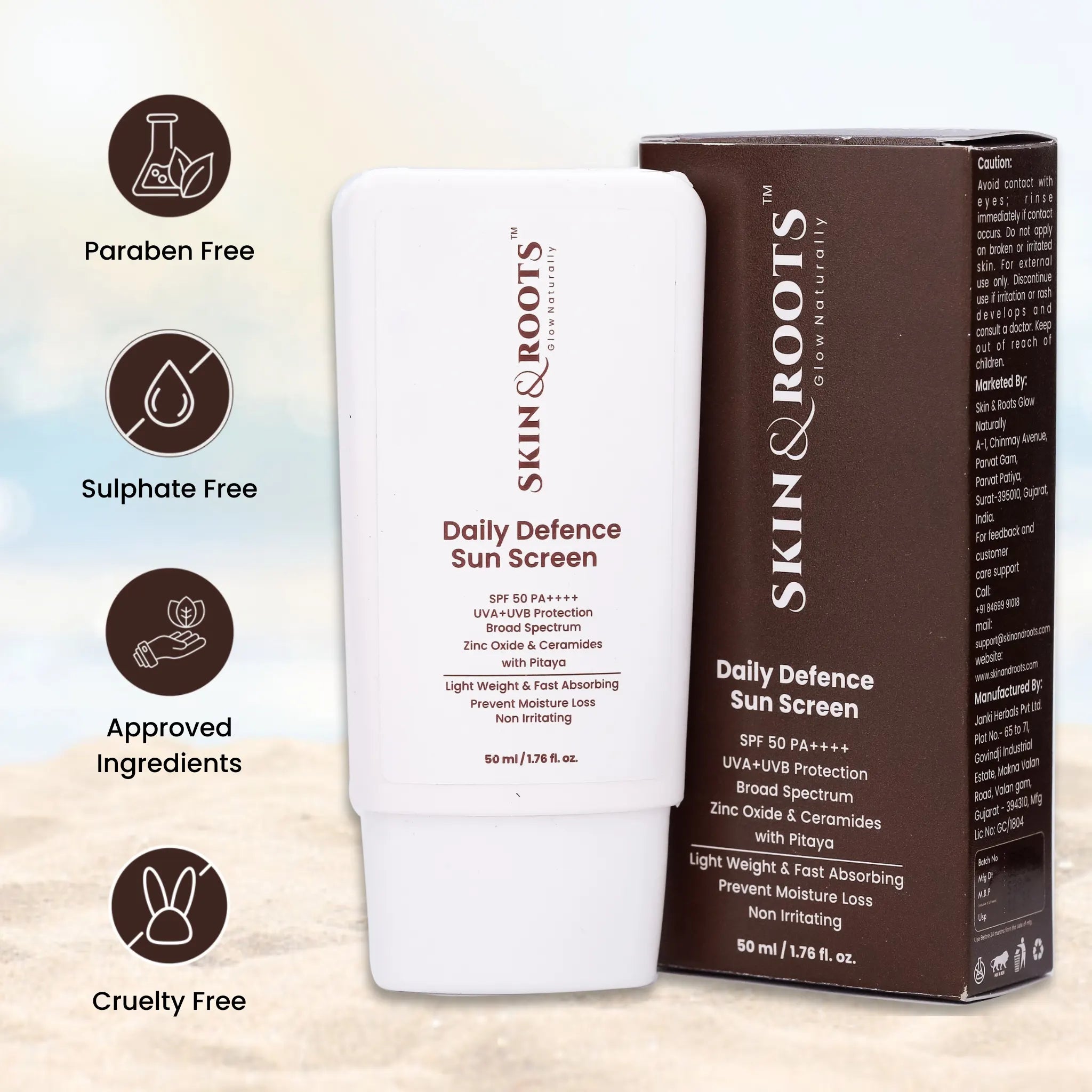 Daily Defence Sun Screen | Zinc Oxide & Ceramides | Light Weight & Fast Absorbing | SPF 50 PA++++