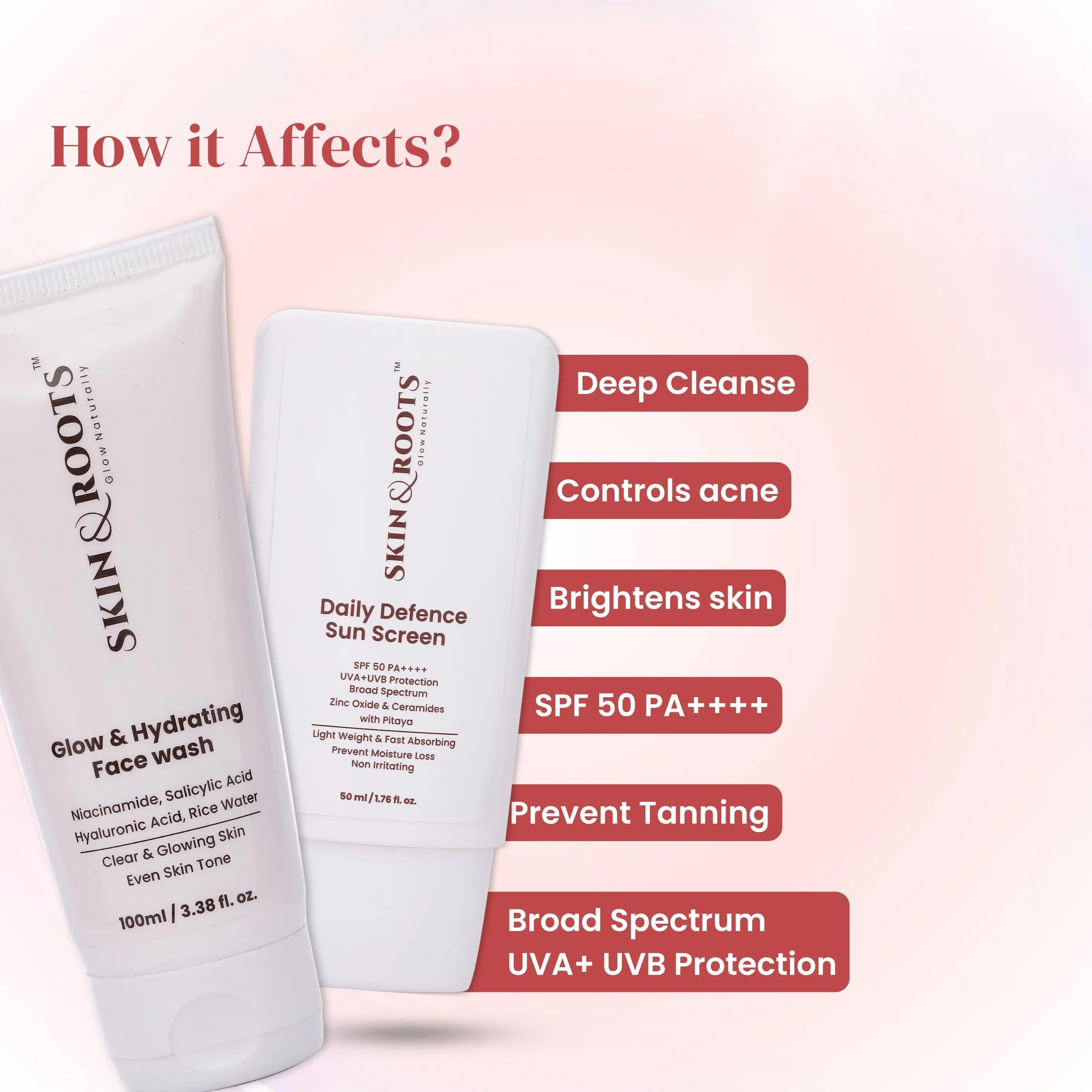 Summer Essential Duo : Glow & Hydrating Face Wash + Daily Defence Sunscreen | SPF 50 PA++++