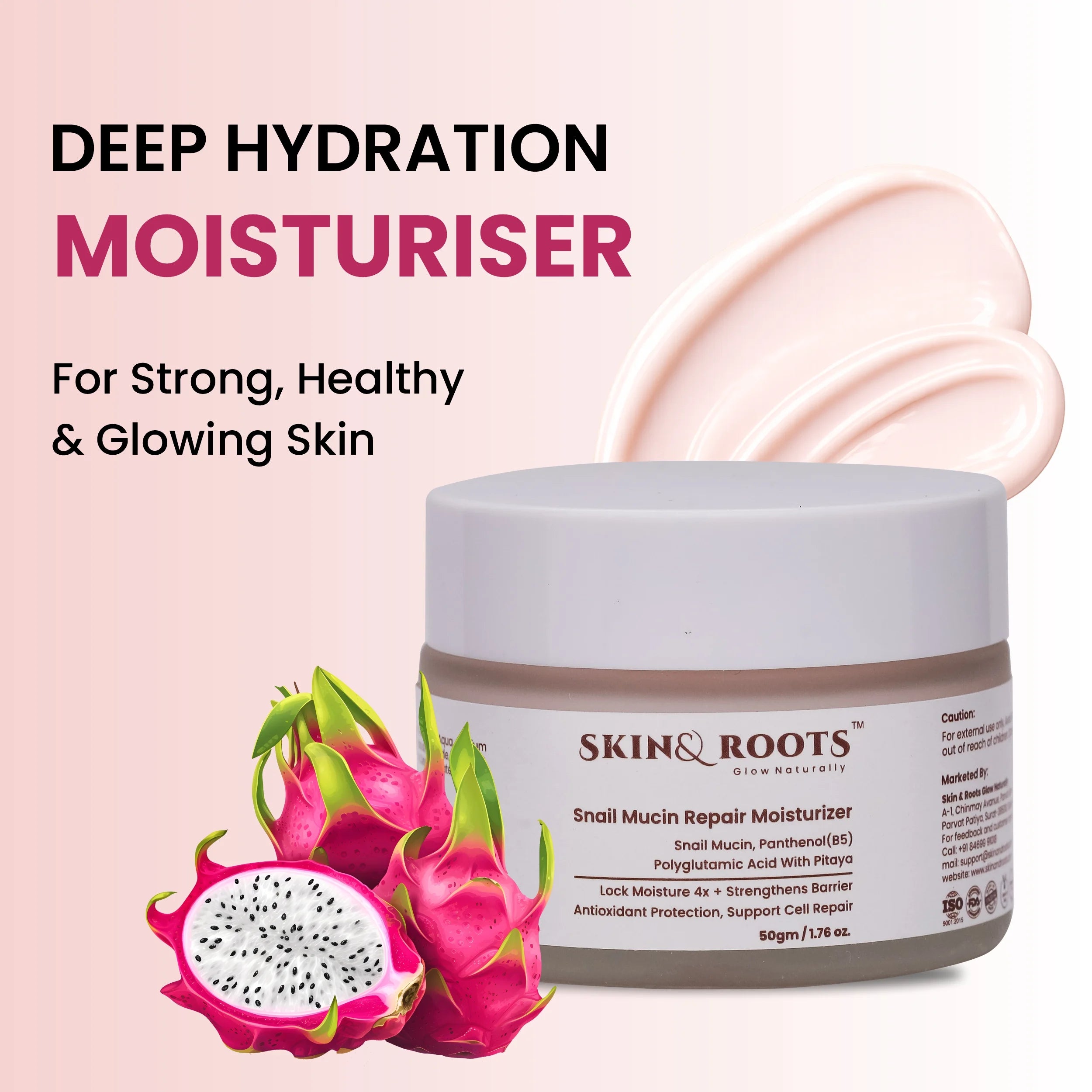Snail Mucin Repair Moisturizer | Snail Mucin & Polyglutamic Acid | Lock Moisture 4x & Cell Repair