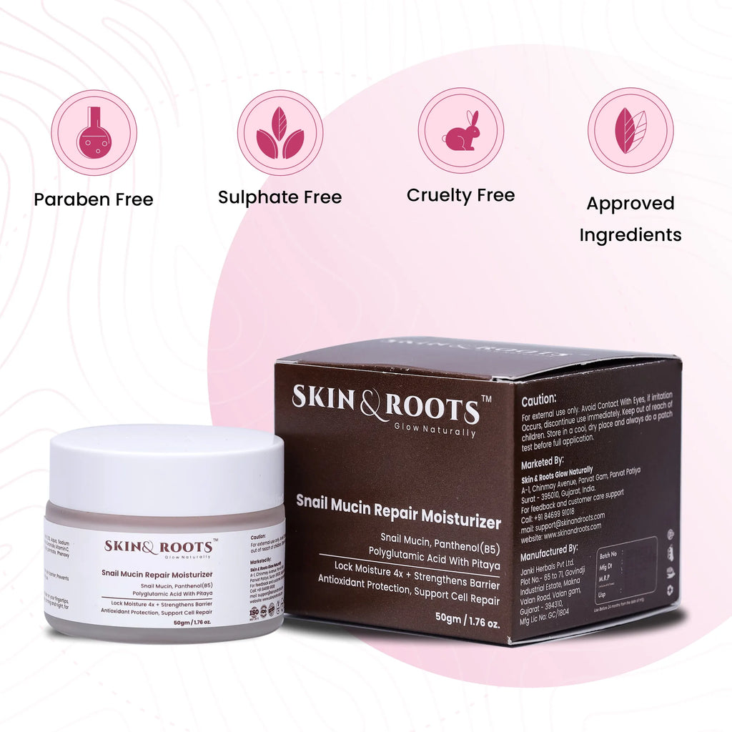 Snail Mucin Repair Moisturizer | Snail Mucin & Polyglutamic Acid | Lock Moisture 4x & Cell Repair