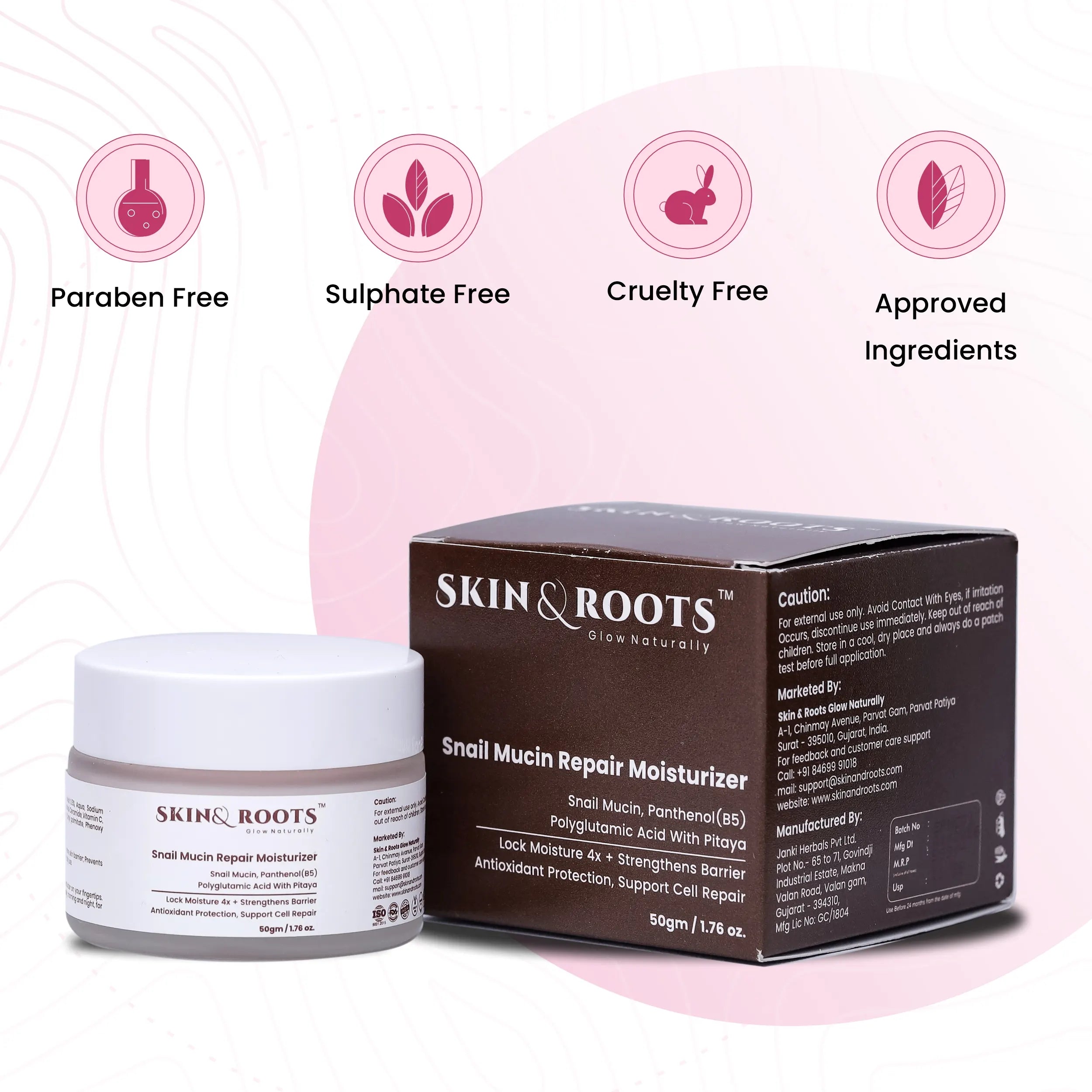 Snail Mucin Repair Moisturizer | Snail Mucin & Polyglutamic Acid | Lock Moisture 4x & Cell Repair