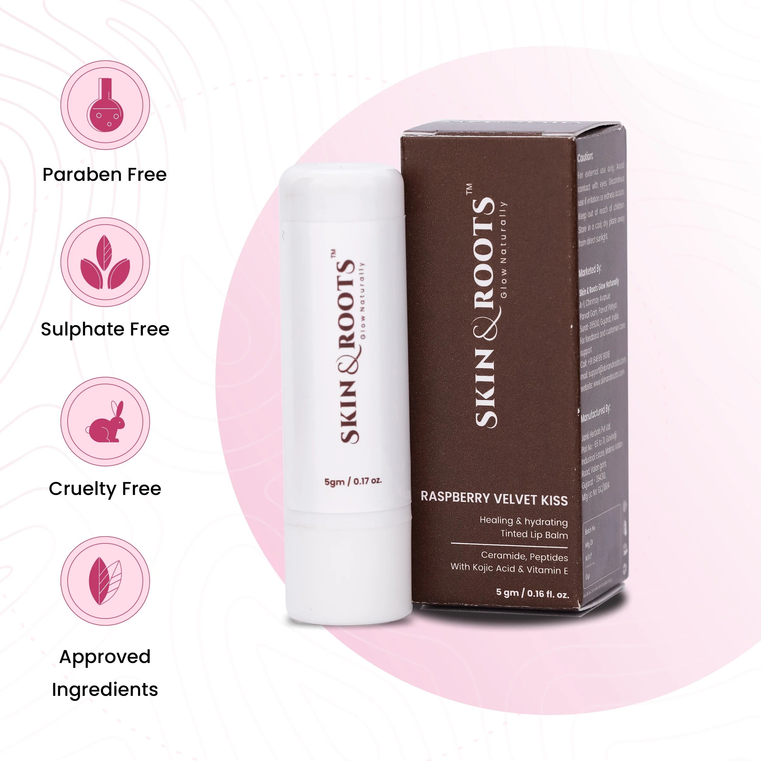 Raspberry Velvet Kiss Tinted Lip Balm | Ceramide & Peptide | Healing & Hydrate Lips