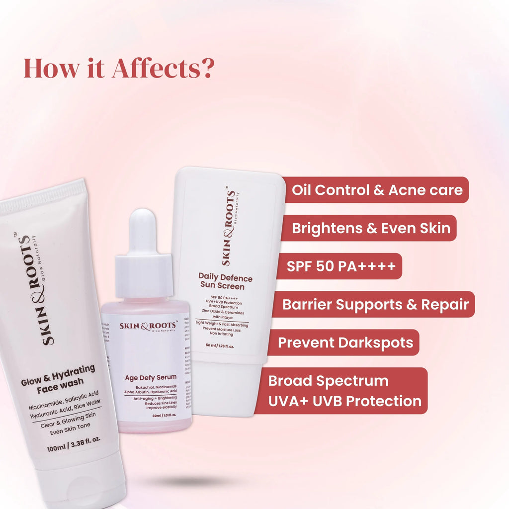 Shielded Skin Combo : Glow & Hydrating Face wash + Age Defy Serum + Daily Defence Sun screen