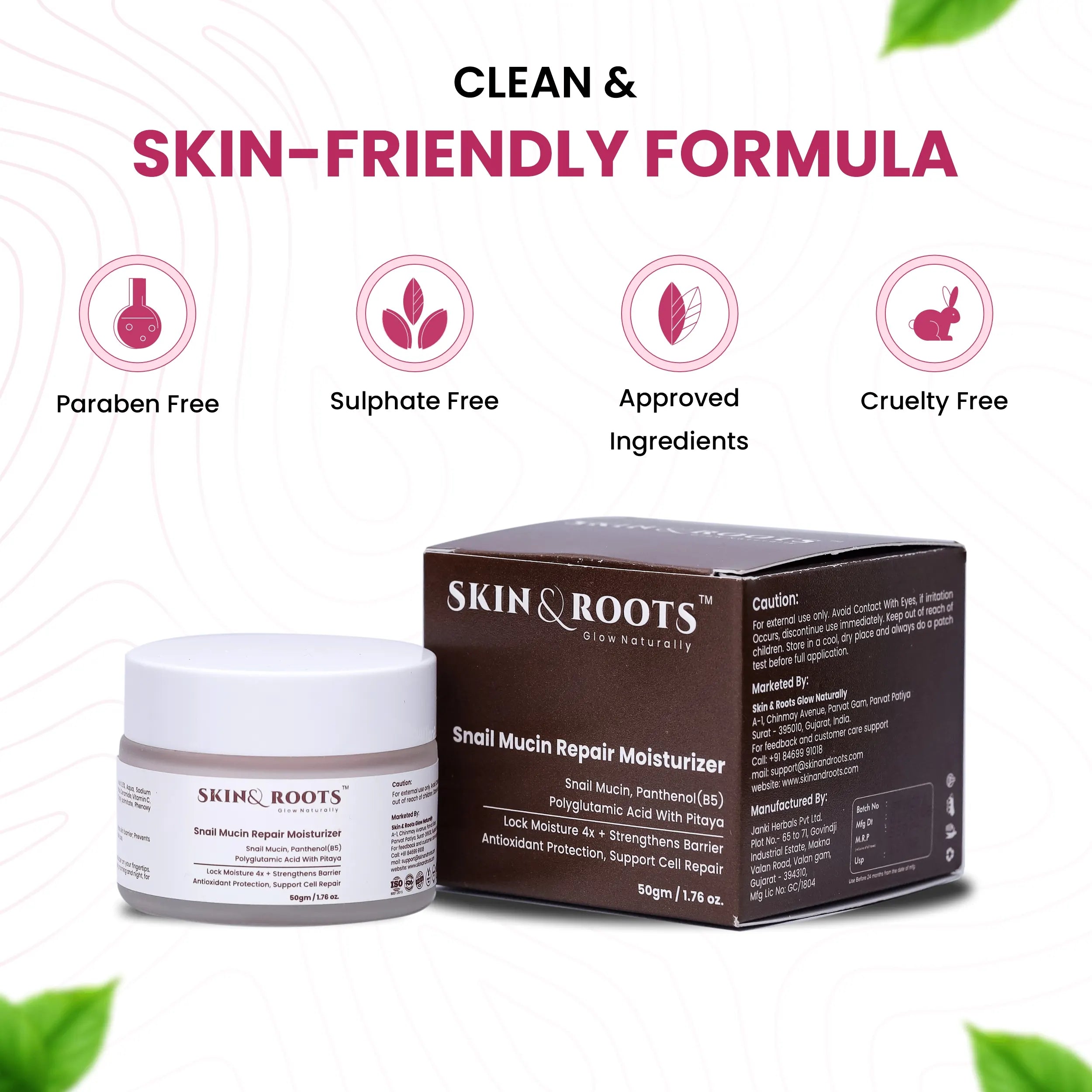 Snail Mucin Repair Moisturizer | Snail Mucin & Polyglutamic Acid | Lock Moisture 4x & Cell Repair