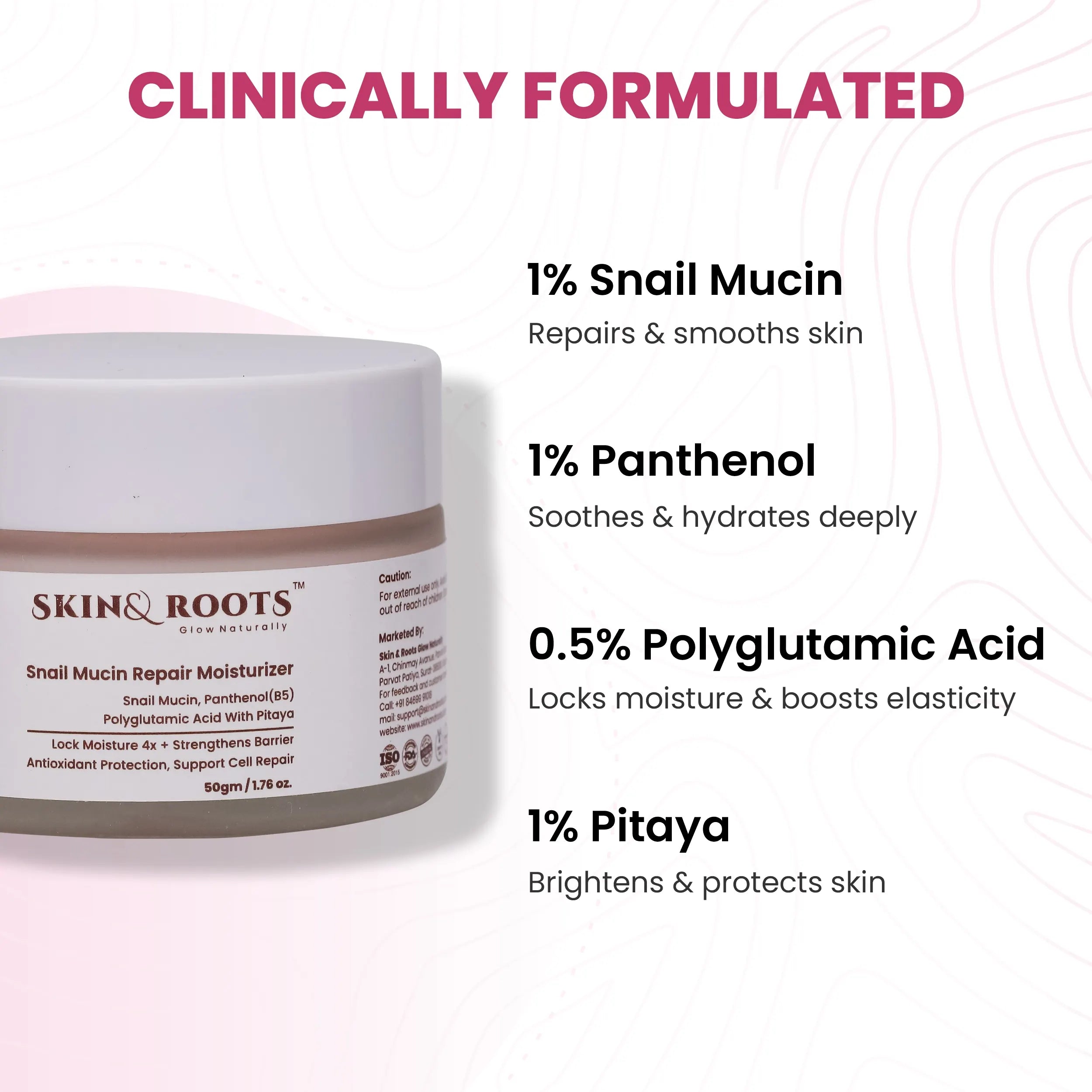 Snail Mucin Repair Moisturizer | Snail Mucin & Polyglutamic Acid | Lock Moisture 4x & Cell Repair